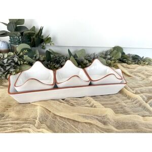 Pier‎ 1 Catarina Condiment bowl set Portugal pottery white terracotta serving